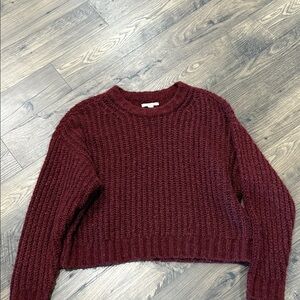 American Eagle Outfitters Chunky Cropped Crewneck Sweater - Maroon